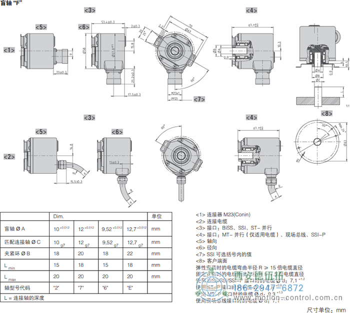 AC58-CANopen光電絕對值通用編碼器外形及安裝尺寸(盲軸F) - 西安德伍拓自動化傳動系統(tǒng)有限公司