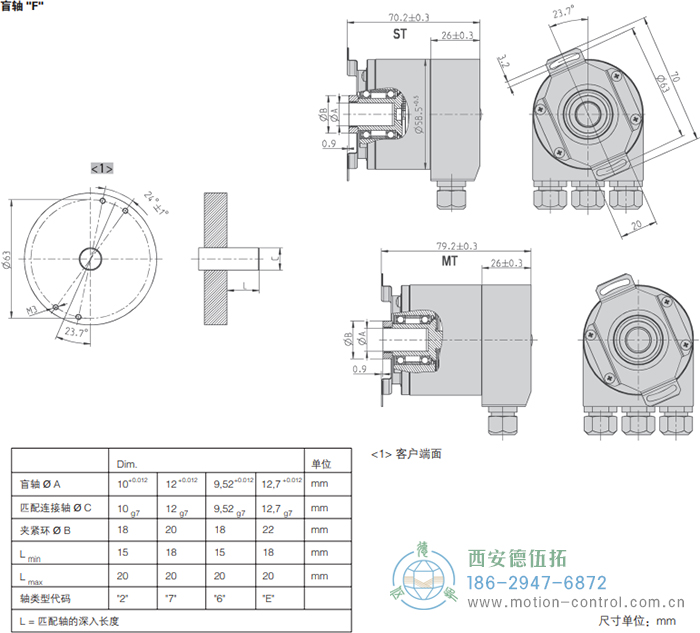 AC58-SUCOnet光電絕對值通用編碼器外形及安裝尺寸(盲軸F) - 西安德伍拓自動化傳動系統(tǒng)有限公司