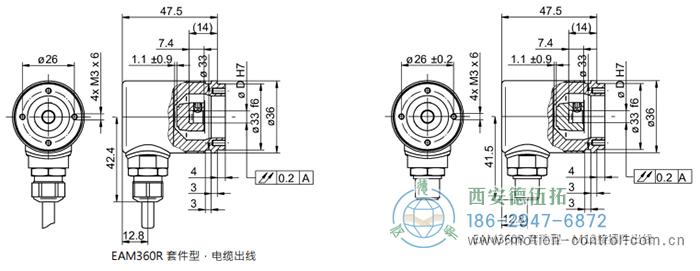 MAGRES EAM360R-K - Analog磁式絕對值重載編碼器外形及安裝尺寸(編碼器套件) - 西安德伍拓自動化傳動系統(tǒng)有限公司