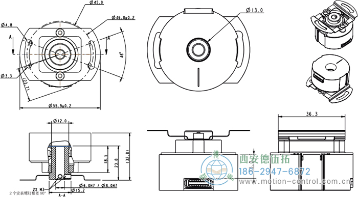 HC18空心軸光電增量電機反饋編碼器外形及安裝尺寸(空心軸) - 西安德伍拓自動化傳動系統有限公司