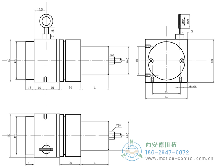 PCS60I拉線編碼器的外形及安裝尺寸 - 西安德伍拓自動化傳動系統有限公司