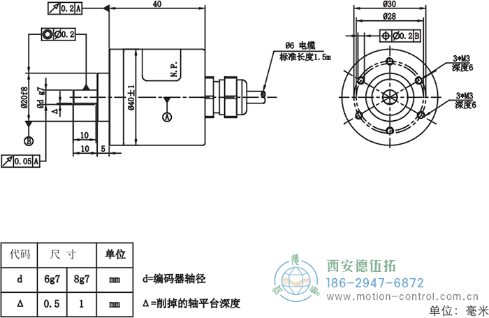 RI41光電增量輕載編碼器外形及安裝尺寸 - 西安德伍拓自動化傳動系統有限公司