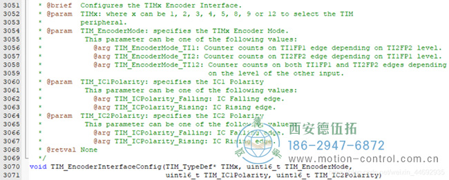 于是緊接著我們來看看編碼器模式的配置函數TIM_EncoderInterfaceConfig